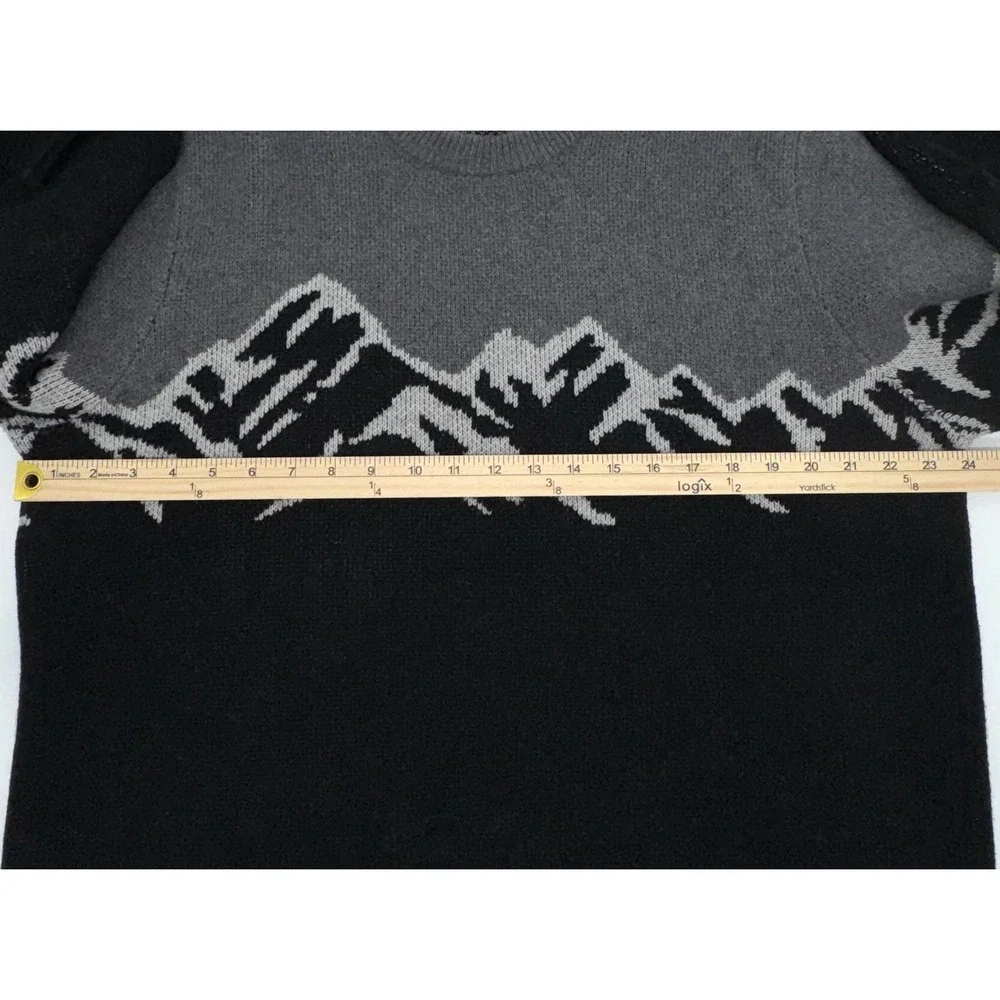 Banana Republic Italian Wool Ski Slope Crew‎ Black Gray Mountains Men XL Sweater